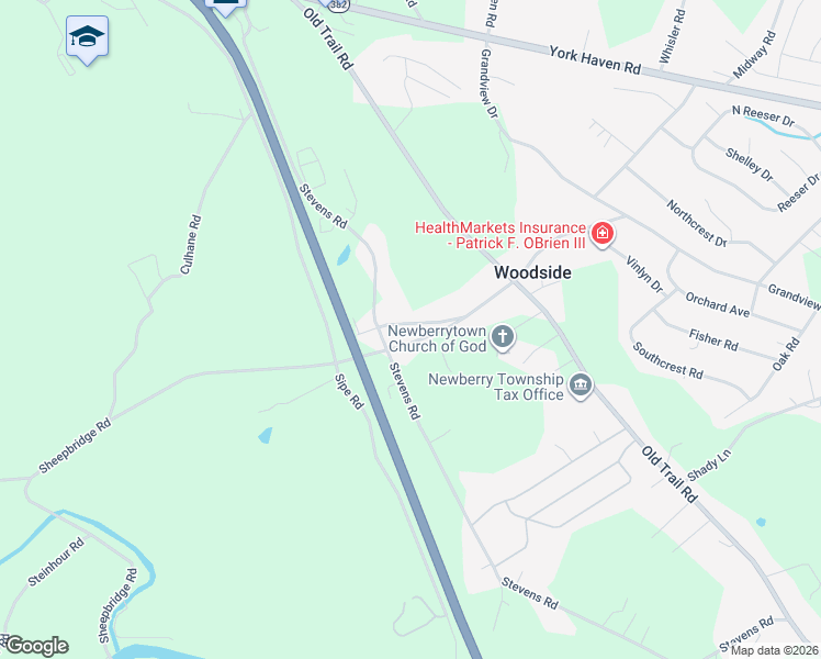 map of restaurants, bars, coffee shops, grocery stores, and more near 170 Hill Drive in York Haven