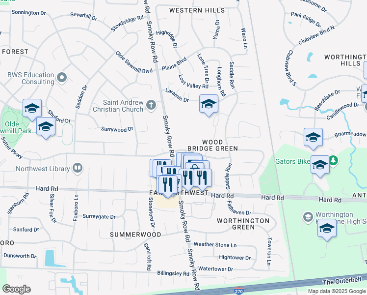 map of restaurants, bars, coffee shops, grocery stores, and more near 1920 Sutter Parkway in Powell