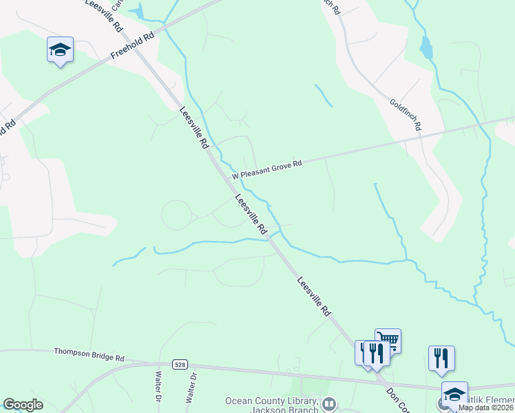 map of restaurants, bars, coffee shops, grocery stores, and more near 161 Leesville Road in Jackson Township
