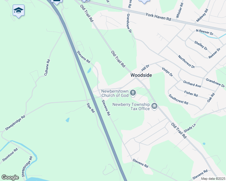 map of restaurants, bars, coffee shops, grocery stores, and more near 50 Hill Drive in York Haven
