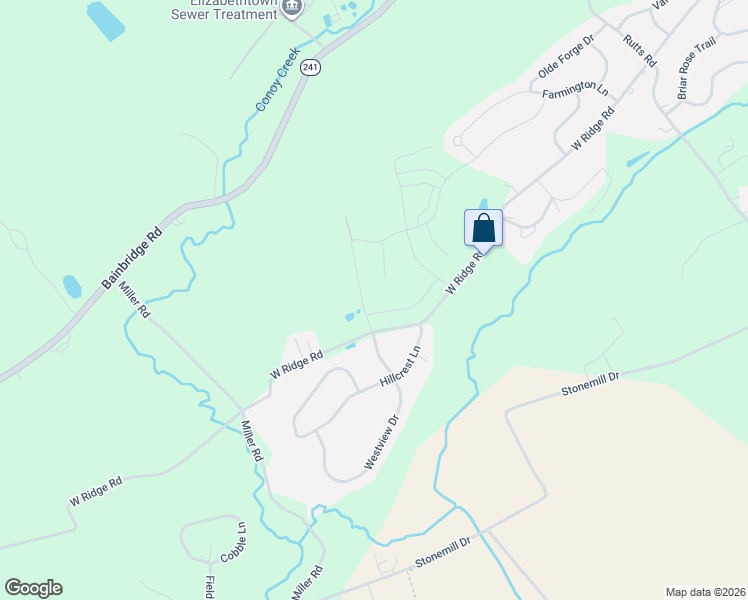 map of restaurants, bars, coffee shops, grocery stores, and more near 1207 W Ridge Rd in Elizabethtown