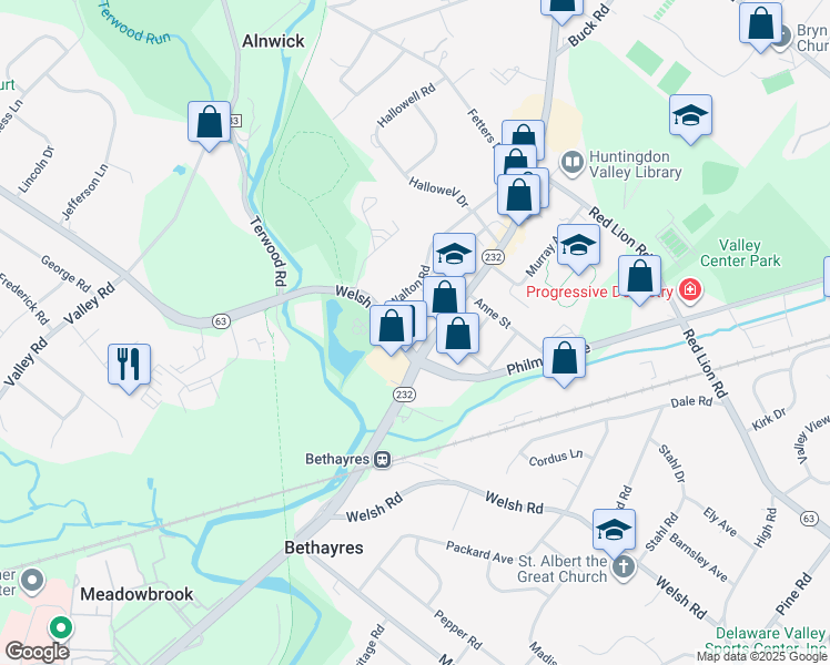 map of restaurants, bars, coffee shops, grocery stores, and more near 637 Welsh Road in Montgomery County