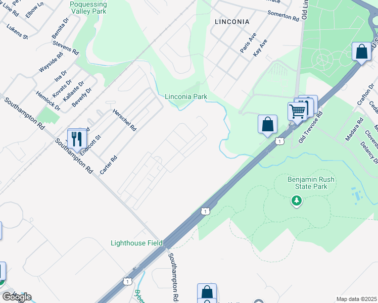 map of restaurants, bars, coffee shops, grocery stores, and more near 15124 Wildflower Way in Philadelphia