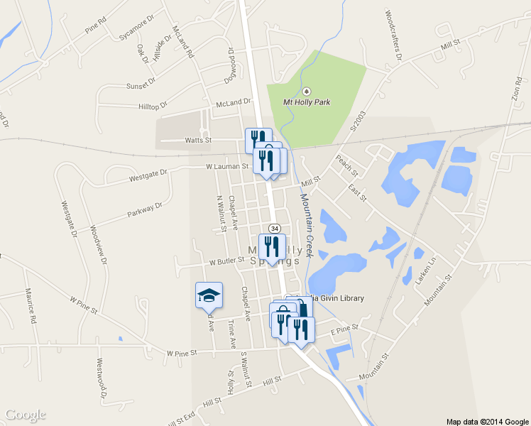 map of restaurants, bars, coffee shops, grocery stores, and more near 409 North Baltimore Avenue in Mount Holly Springs