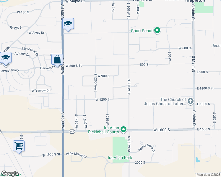 map of restaurants, bars, coffee shops, grocery stores, and more near 1022 South 980 West in Mapleton