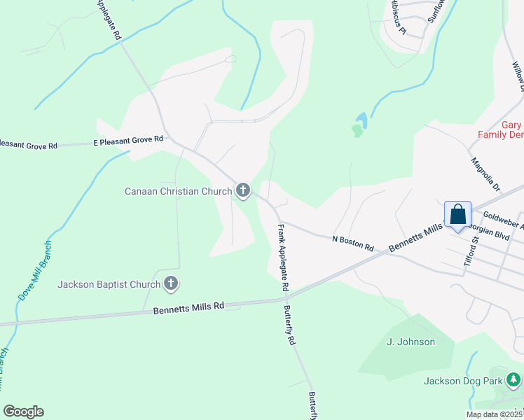 map of restaurants, bars, coffee shops, grocery stores, and more near 68 Frank Applegate Rd in Jackson