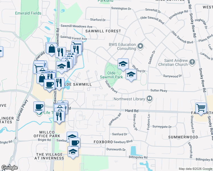 map of restaurants, bars, coffee shops, grocery stores, and more near 2431 Sutter Parkway in Dublin
