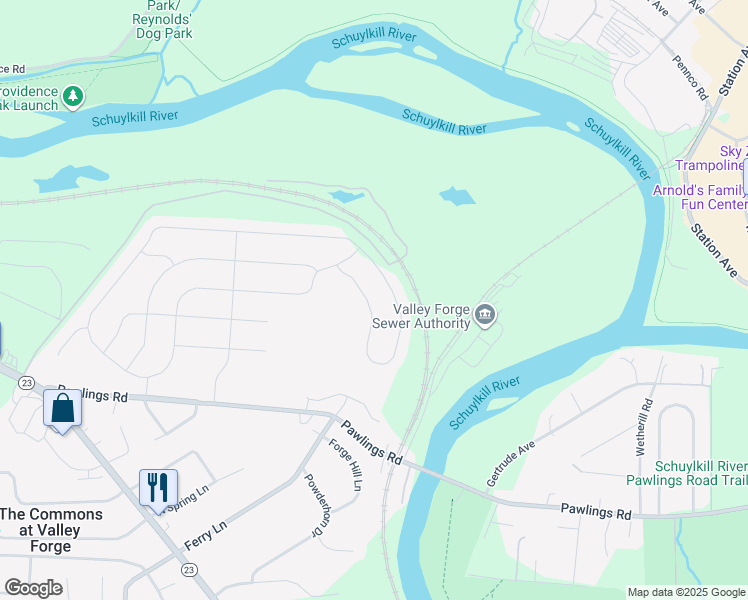 map of restaurants, bars, coffee shops, grocery stores, and more near 314 Drummers Lane in Phoenixville