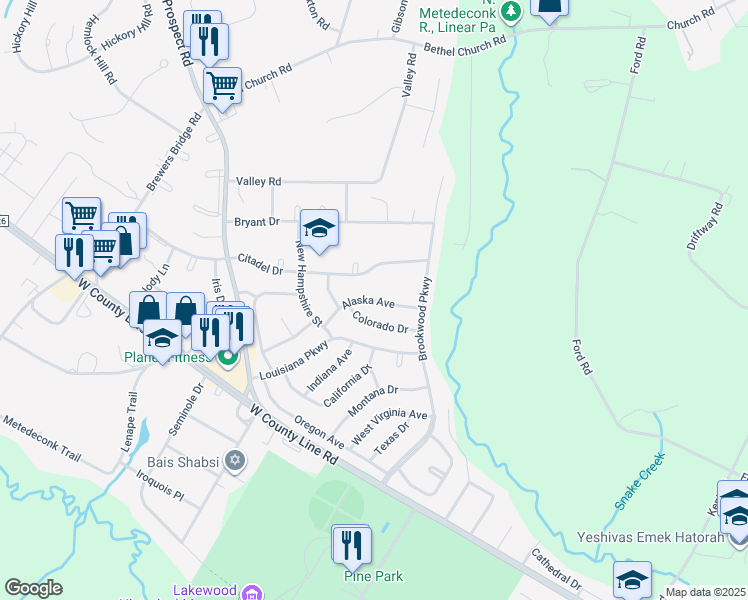 map of restaurants, bars, coffee shops, grocery stores, and more near 9 Alaska Avenue in Jackson Township
