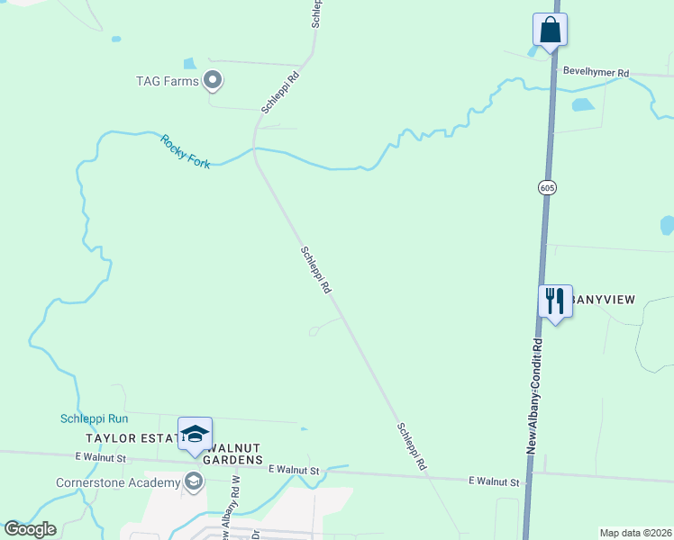 map of restaurants, bars, coffee shops, grocery stores, and more near 8062 Schleppi Road in Westerville