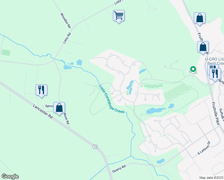 map of restaurants, bars, coffee shops, grocery stores, and more near 4 Pinnacle Point in Lititz