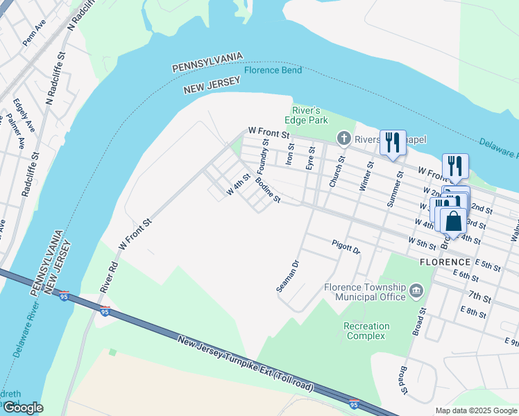 map of restaurants, bars, coffee shops, grocery stores, and more near 1027 West 6th Street in Florence