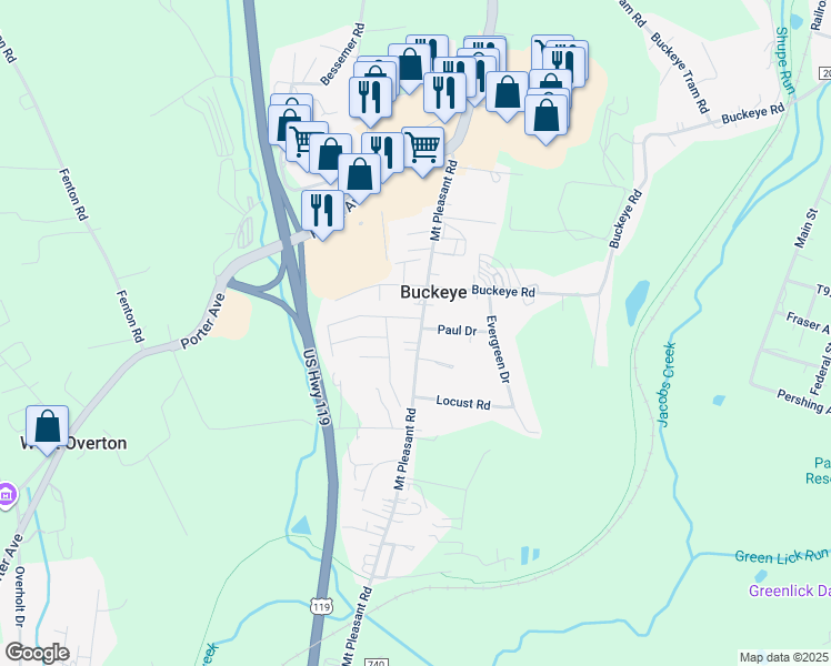 map of restaurants, bars, coffee shops, grocery stores, and more near 1619 Mount Pleasant Road in Mount Pleasant