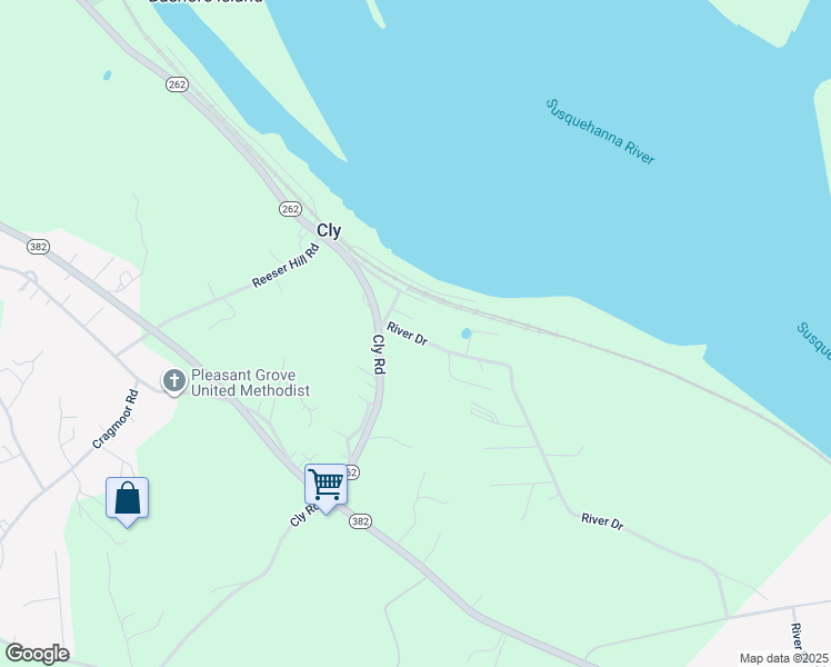 map of restaurants, bars, coffee shops, grocery stores, and more near 547 River Drive in York Haven