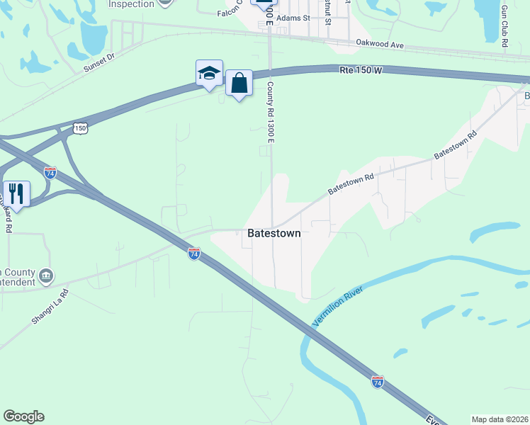map of restaurants, bars, coffee shops, grocery stores, and more near 196 South Henning Road in Danville