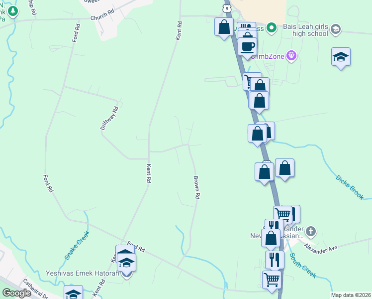 map of restaurants, bars, coffee shops, grocery stores, and more near 24 Brown Road in Howell Township