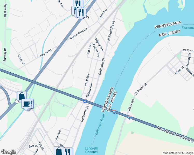 map of restaurants, bars, coffee shops, grocery stores, and more near 6901 Radcliffe Street in Bristol