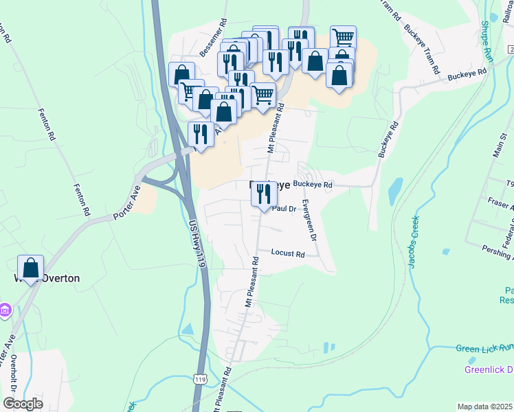 map of restaurants, bars, coffee shops, grocery stores, and more near 1619 Mount Pleasant Road in Mount Pleasant