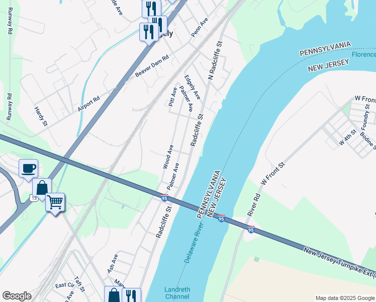 map of restaurants, bars, coffee shops, grocery stores, and more near 6901 Radcliffe Street in Bristol