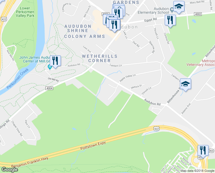map of restaurants, bars, coffee shops, grocery stores, and more near 3008 Timothy Trail in Eagleville