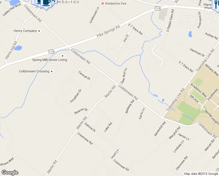map of restaurants, bars, coffee shops, grocery stores, and more near 107 Merlin Road in Phoenixville