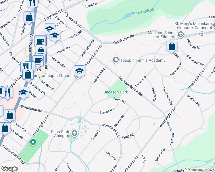 map of restaurants, bars, coffee shops, grocery stores, and more near Sherwood Road in Rydal