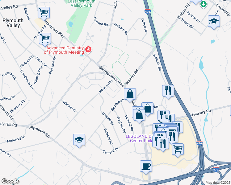 map of restaurants, bars, coffee shops, grocery stores, and more near 777 West Germantown Pike in Plymouth Meeting