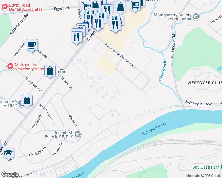 map of restaurants, bars, coffee shops, grocery stores, and more near 267 Stone Ridge Drive in Eagleville