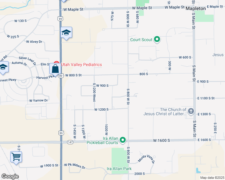map of restaurants, bars, coffee shops, grocery stores, and more near 1158 South 980 West in Mapleton