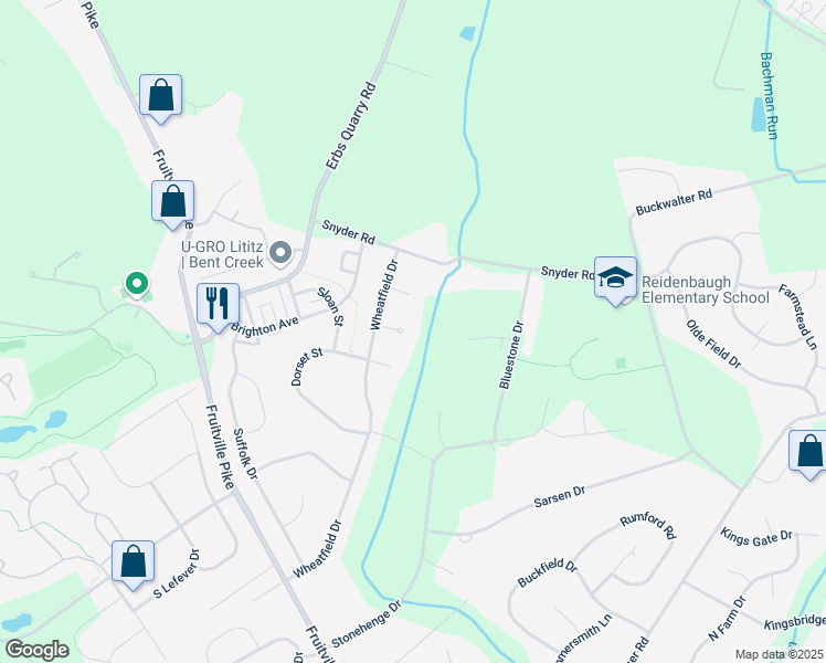 map of restaurants, bars, coffee shops, grocery stores, and more near 502 Wellesley Court in Lititz