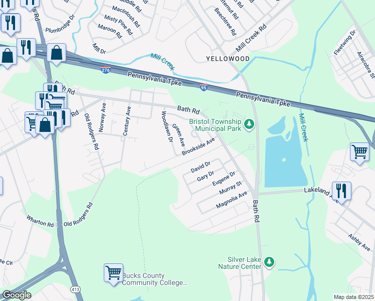 map of restaurants, bars, coffee shops, grocery stores, and more near 2506 Green Avenue in Bristol