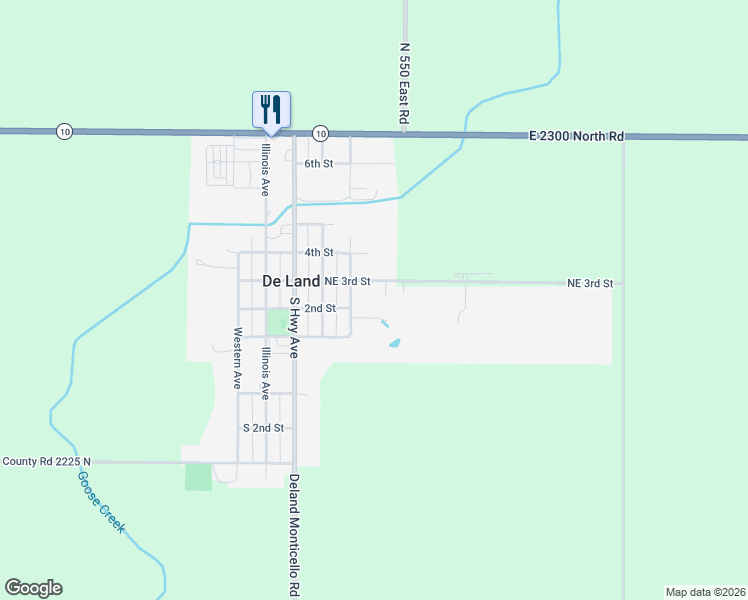 map of restaurants, bars, coffee shops, grocery stores, and more near 305 Northeast 3rd Street in De Land