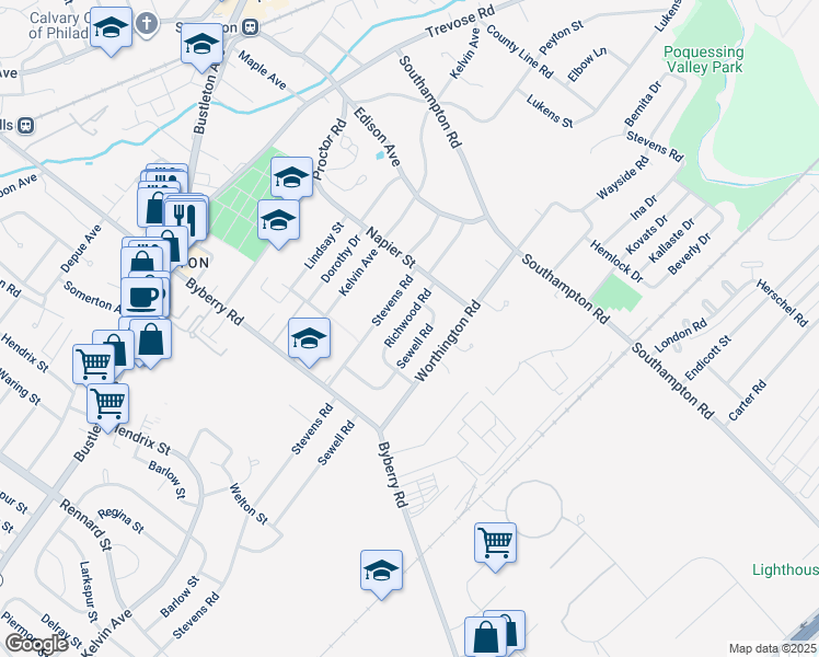 map of restaurants, bars, coffee shops, grocery stores, and more near 13036 Richwood Road in Philadelphia