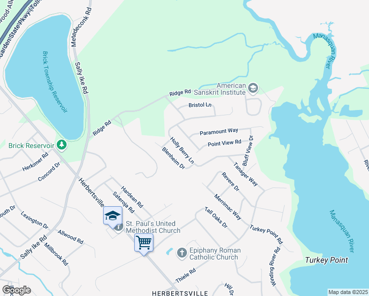 map of restaurants, bars, coffee shops, grocery stores, and more near 781 Holly Berry Lane in Brick Township