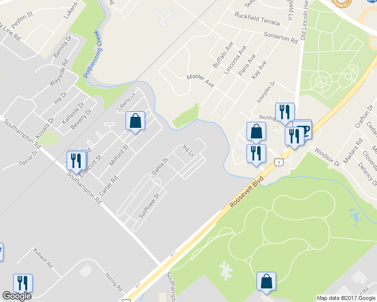 map of restaurants, bars, coffee shops, grocery stores, and more near 2680 Iris Lane in Philadelphia