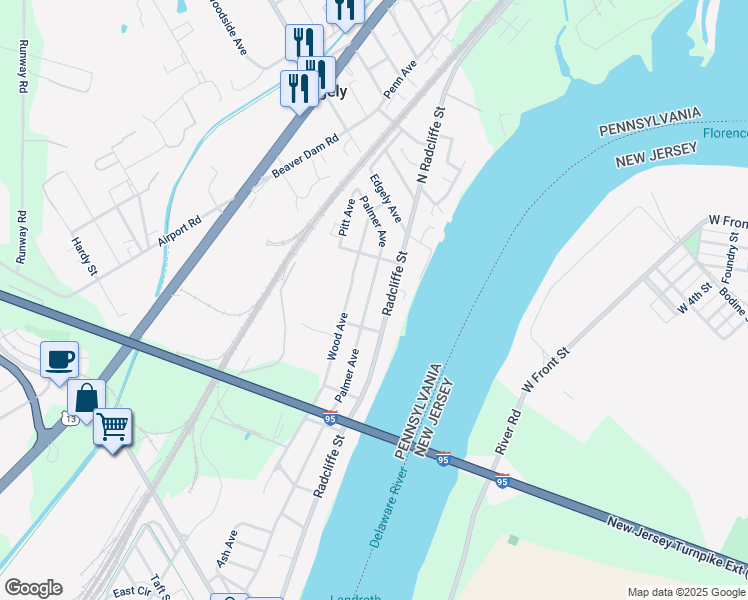 map of restaurants, bars, coffee shops, grocery stores, and more near 2512 Palmer Avenue in Bristol