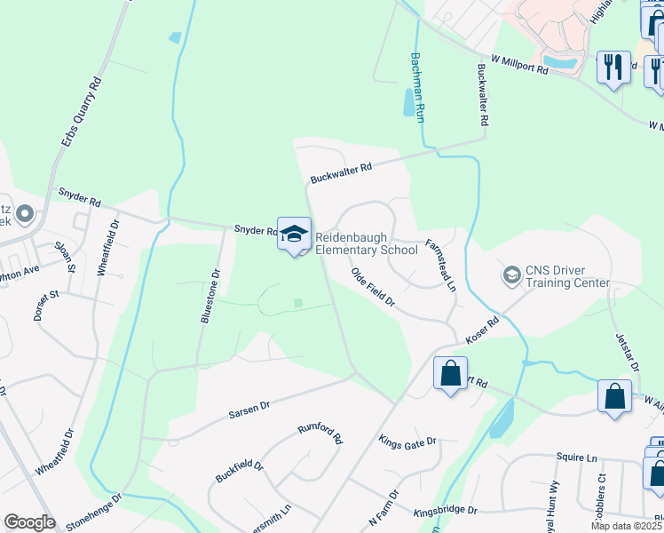 map of restaurants, bars, coffee shops, grocery stores, and more near 1014 Buckwalter Road in Lititz