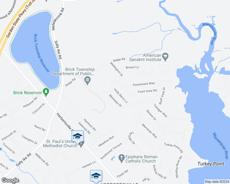 map of restaurants, bars, coffee shops, grocery stores, and more near 781 Holly Berry Lane in Brick Township