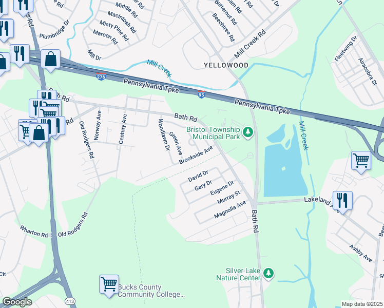 map of restaurants, bars, coffee shops, grocery stores, and more near 4613 Brookside Avenue in Bristol