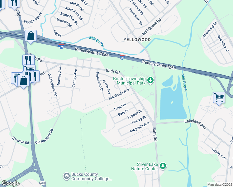 map of restaurants, bars, coffee shops, grocery stores, and more near 4613 Brookside Avenue in Bristol