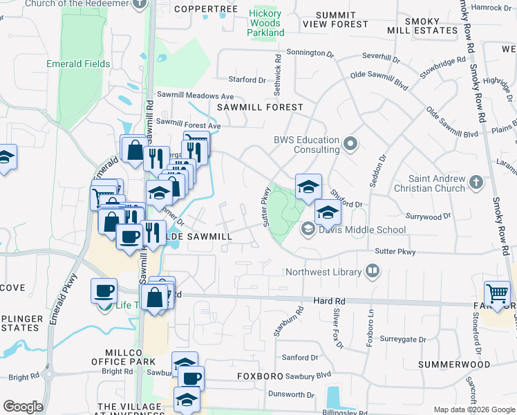 map of restaurants, bars, coffee shops, grocery stores, and more near 2481 Sutter Parkway in Dublin