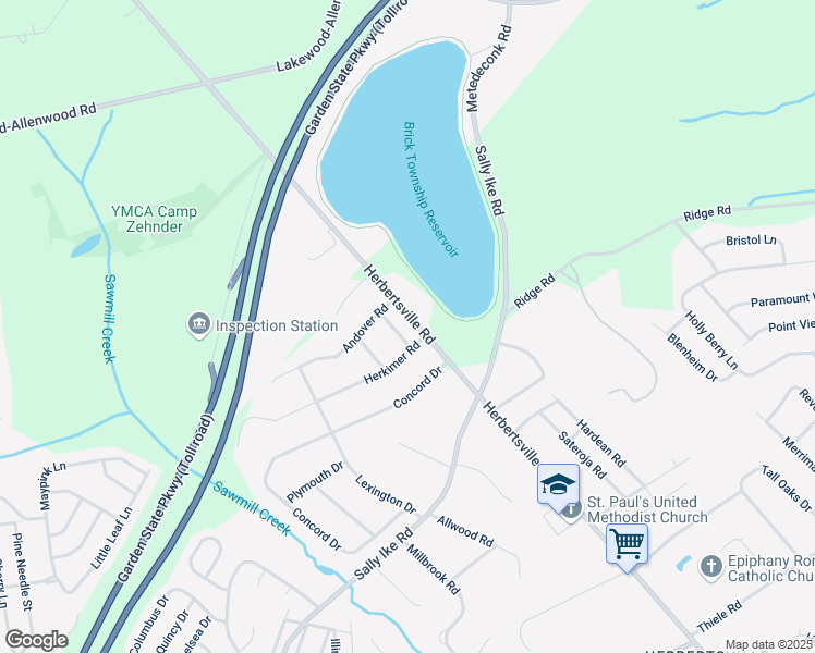 map of restaurants, bars, coffee shops, grocery stores, and more near 818 Warwick Road in Brick Township