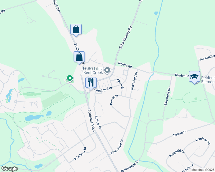 map of restaurants, bars, coffee shops, grocery stores, and more near 1059 Kent Gdn in Lititz