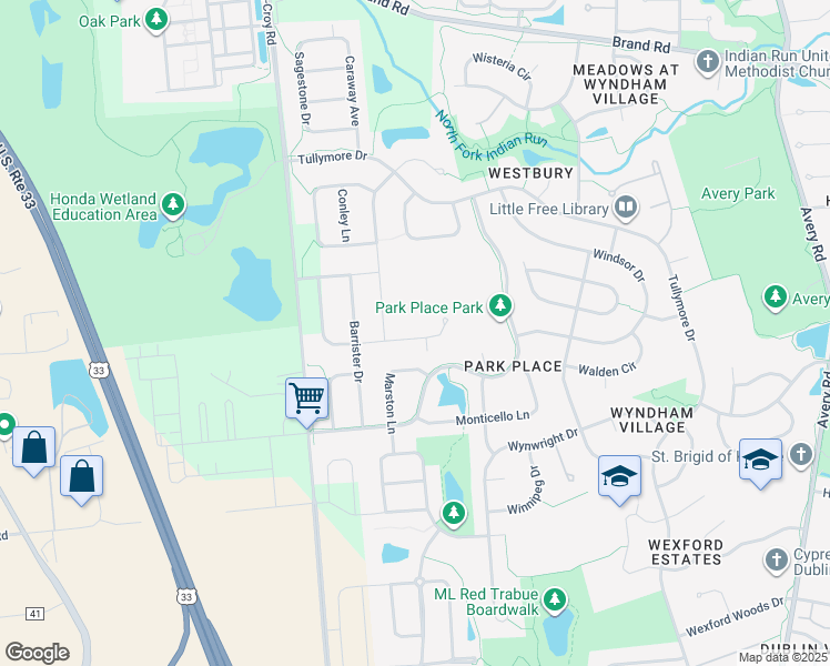 map of restaurants, bars, coffee shops, grocery stores, and more near 7537 Marston Ln in Plain City
