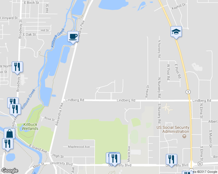 map of restaurants, bars, coffee shops, grocery stores, and more near 1115 Kingsmill Drive in Anderson