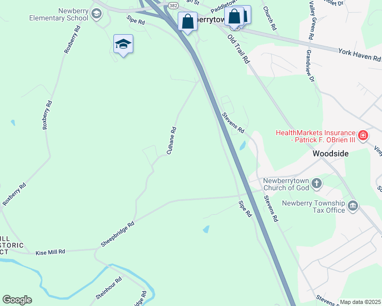 map of restaurants, bars, coffee shops, grocery stores, and more near 385 Sipe Road in York Haven