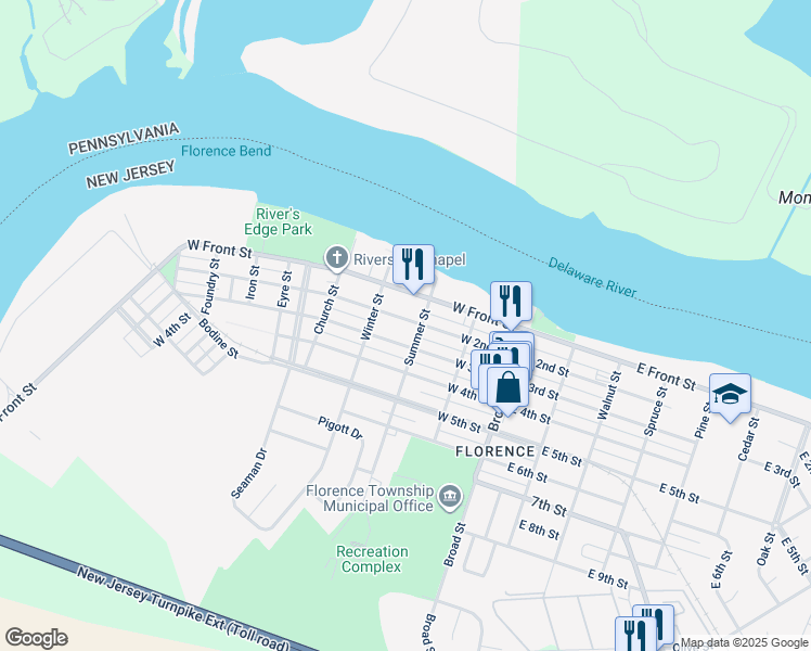map of restaurants, bars, coffee shops, grocery stores, and more near 308 West 2nd Street in Florence