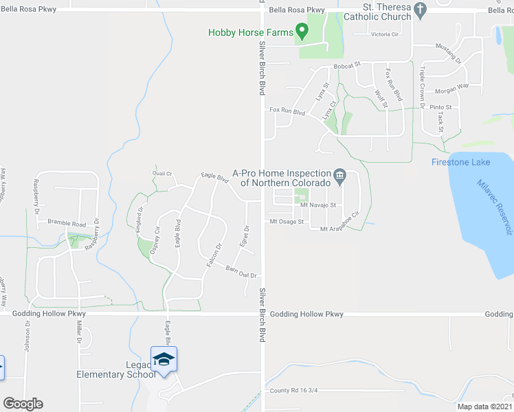 map of restaurants, bars, coffee shops, grocery stores, and more near 4890 Eagle Boulevard in Longmont