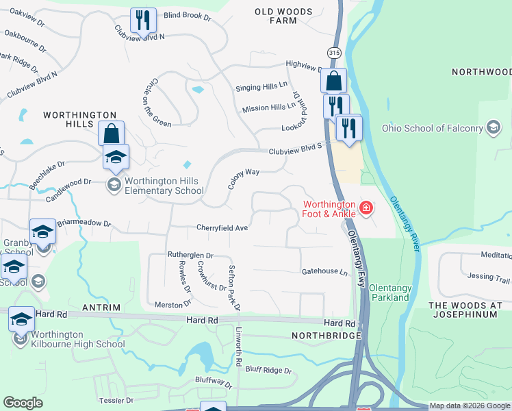 map of restaurants, bars, coffee shops, grocery stores, and more near 880 Pipestone Drive in Columbus