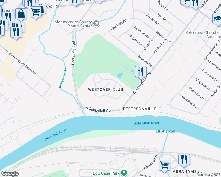 map of restaurants, bars, coffee shops, grocery stores, and more near 536 Canterbury Road in Eagleville